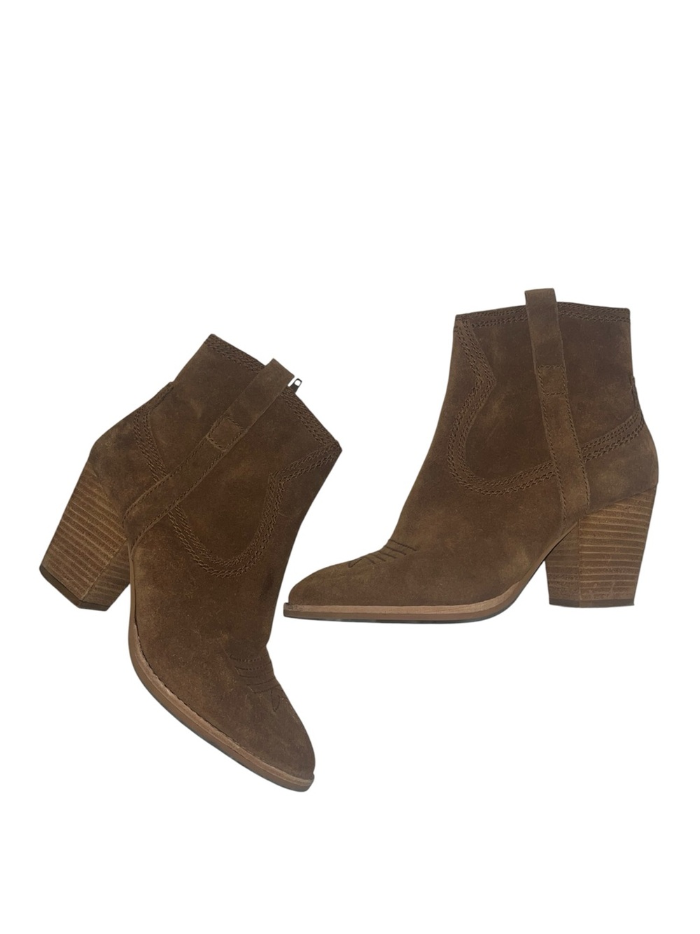 Jeffrey Campbell Brown Suede Western Block Heel Ankle Boots size 8.5 Women’s - Picture 3 of 8